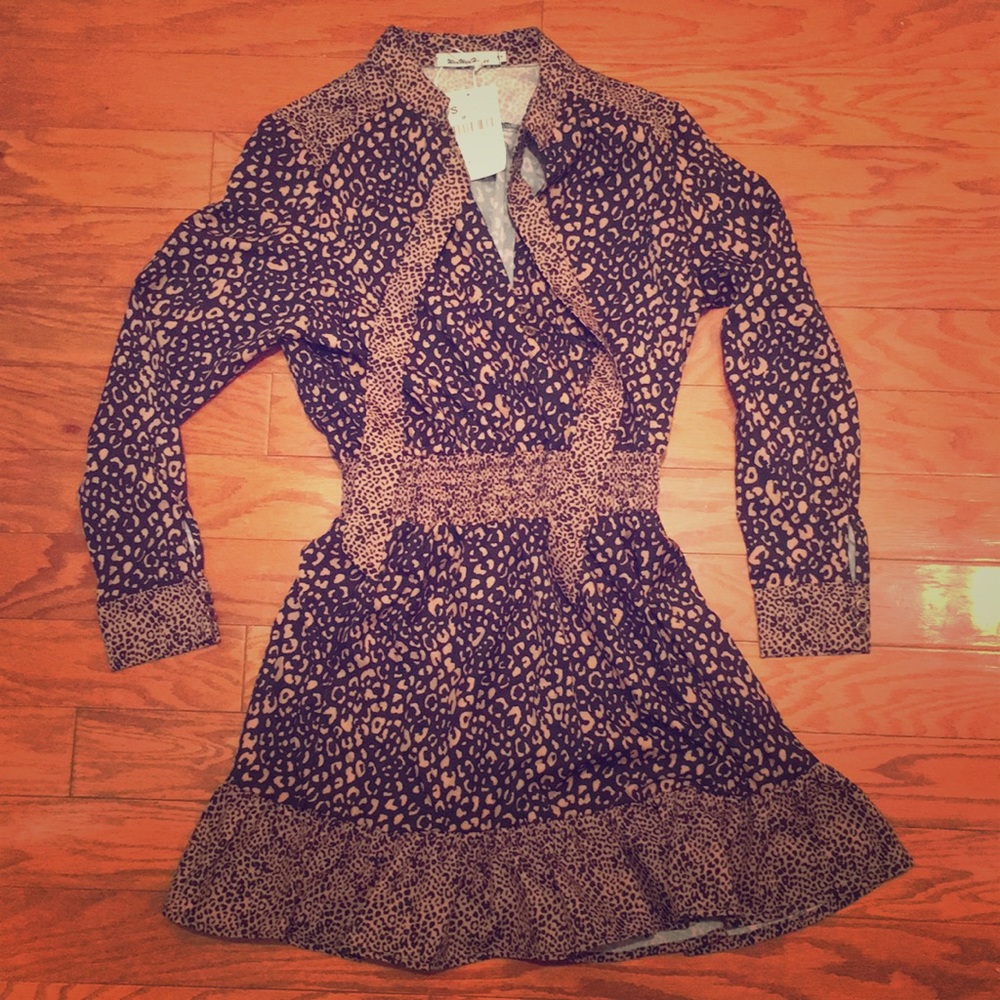 Wen Wen House NWT S Leopard Smock Waist Dress
